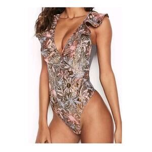 NWOT Victoria's Secret Dream Angels Shine Brocade Ruffle Bodysuit, Size XS